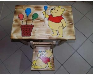 Dětský dřevěný stoleček a 1 židlička z masivu borovice